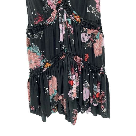 FREE PEOPLE Haze Floral Tiered Ruffle Tunic Sleeveless Flowy Shirt Boho Size XS - Picture 3 of 9